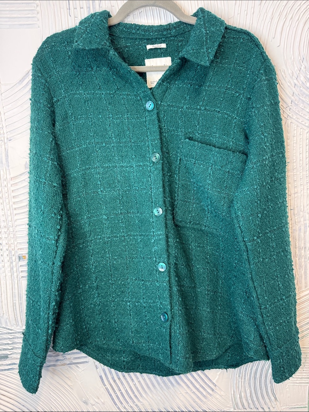 Abercrombie & Fitch Oversized Teal Knit Shacket